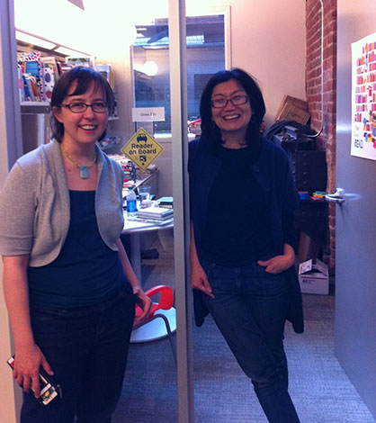 My editors Melissa Manlove and Ginee Seo at Chronicle Books in San Francisco and the work room.