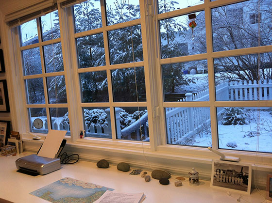 Desk in snow